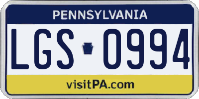 PA license plate LGS0994