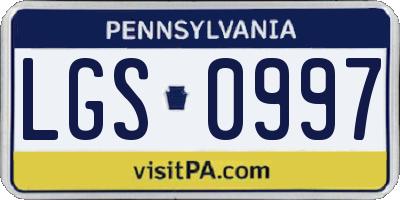 PA license plate LGS0997