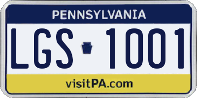 PA license plate LGS1001