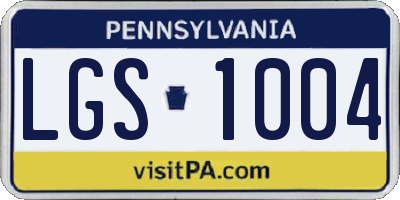 PA license plate LGS1004
