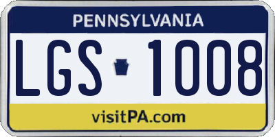 PA license plate LGS1008