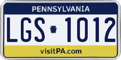 PA license plate LGS1012