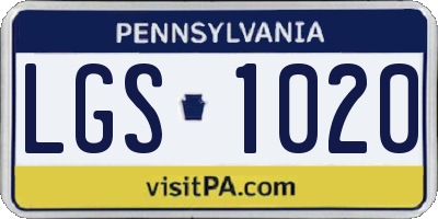 PA license plate LGS1020