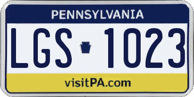 PA license plate LGS1023