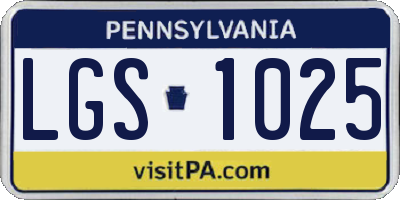 PA license plate LGS1025