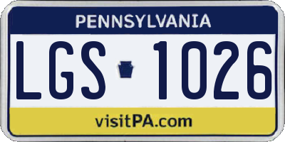 PA license plate LGS1026