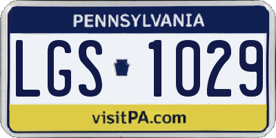 PA license plate LGS1029