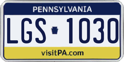PA license plate LGS1030