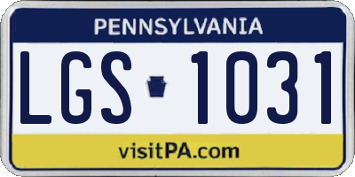 PA license plate LGS1031