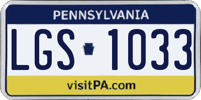 PA license plate LGS1033
