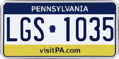 PA license plate LGS1035