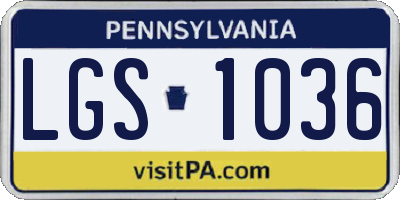 PA license plate LGS1036