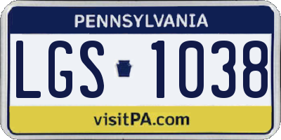 PA license plate LGS1038