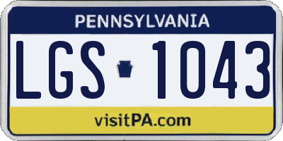 PA license plate LGS1043