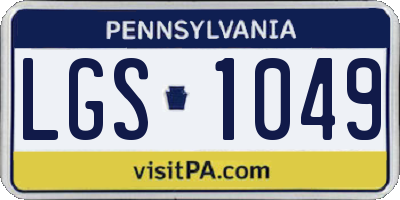 PA license plate LGS1049