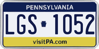 PA license plate LGS1052