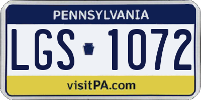 PA license plate LGS1072