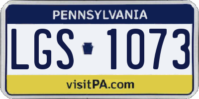 PA license plate LGS1073
