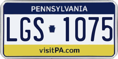 PA license plate LGS1075