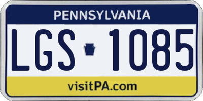 PA license plate LGS1085