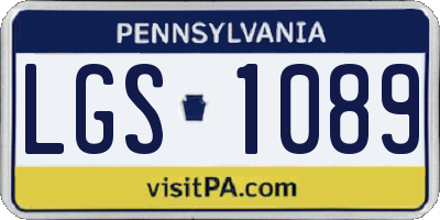 PA license plate LGS1089