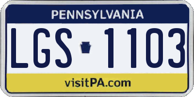 PA license plate LGS1103