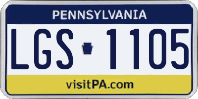 PA license plate LGS1105