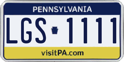 PA license plate LGS1111