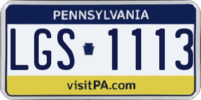 PA license plate LGS1113