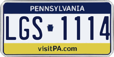 PA license plate LGS1114