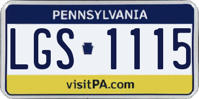 PA license plate LGS1115