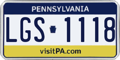 PA license plate LGS1118