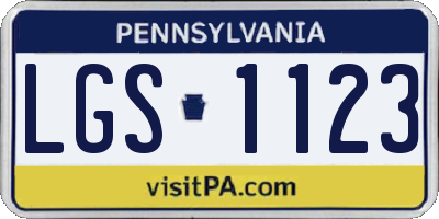 PA license plate LGS1123