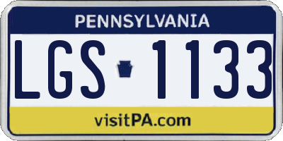 PA license plate LGS1133