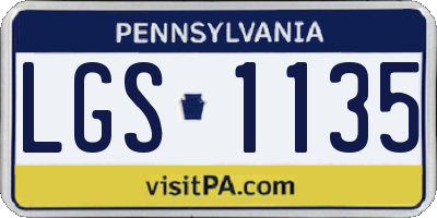 PA license plate LGS1135