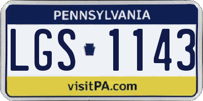 PA license plate LGS1143