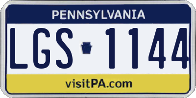 PA license plate LGS1144