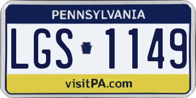 PA license plate LGS1149