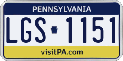 PA license plate LGS1151