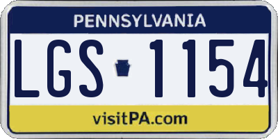 PA license plate LGS1154