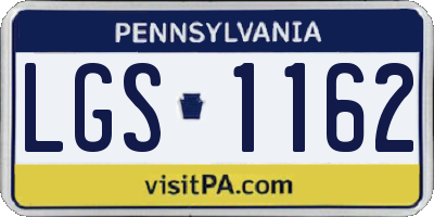 PA license plate LGS1162