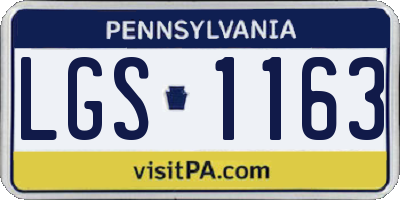 PA license plate LGS1163