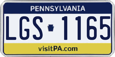 PA license plate LGS1165