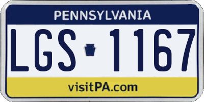 PA license plate LGS1167