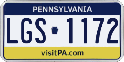 PA license plate LGS1172