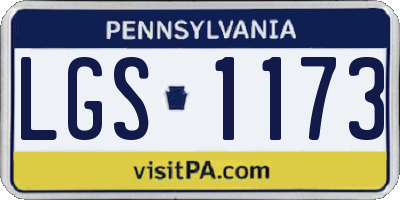 PA license plate LGS1173
