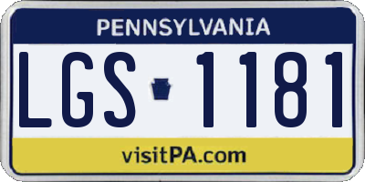 PA license plate LGS1181