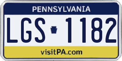 PA license plate LGS1182