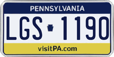 PA license plate LGS1190