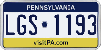 PA license plate LGS1193